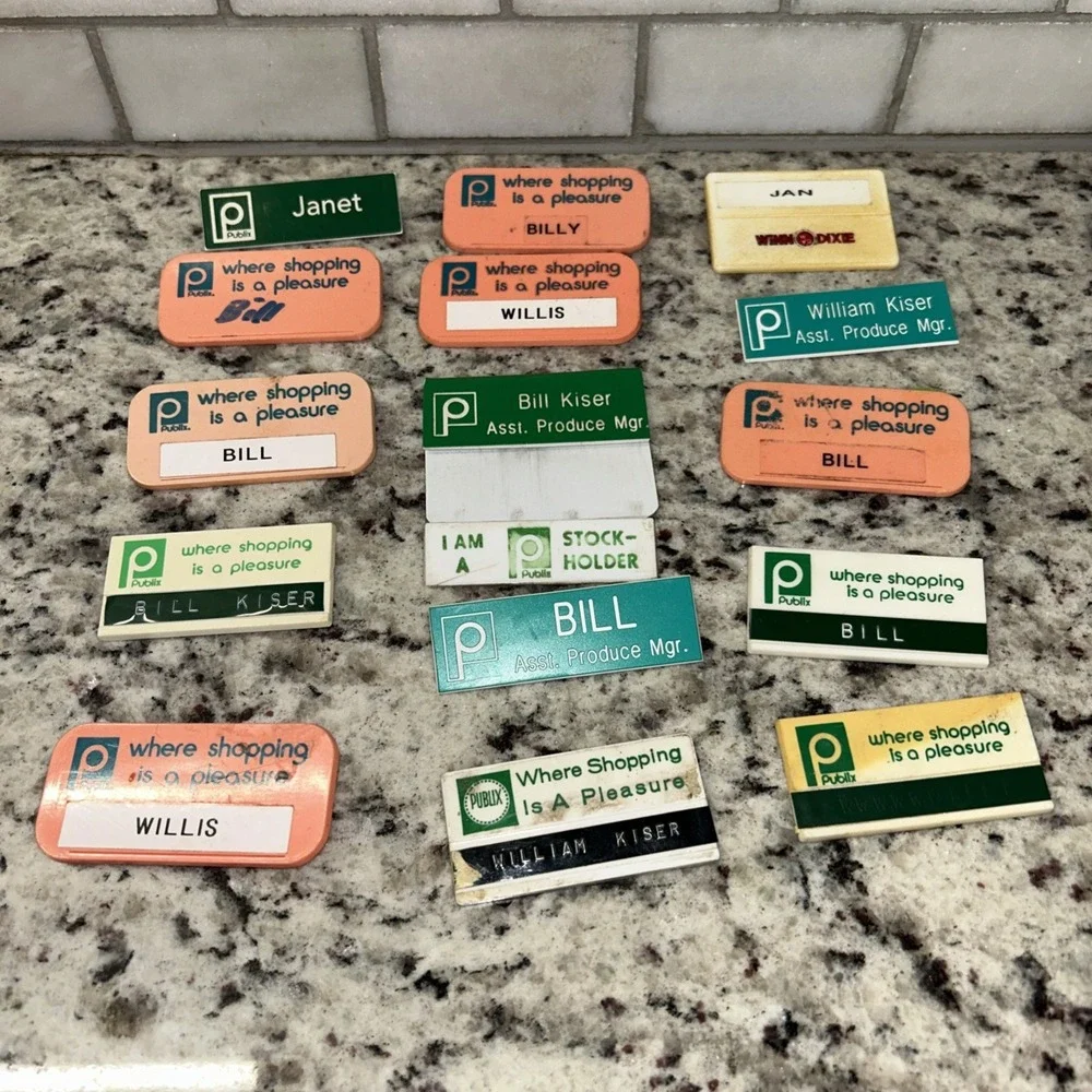 Vintage Publix Name‎ Tag Lot Of 15 70s-2000s Grocery Store Collectible D3
